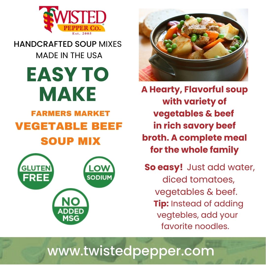 Farmers Market Vegetable Beef Soup Mix by Twisted Pepper Co. is a