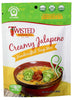 Creamy Jalapeno Soup Mix bowl with toppings like cheese, avocado, and cilantro, rich and thick Southwest style soup