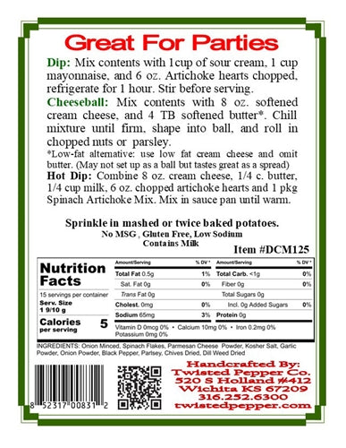 Spinach Artichoke Dip or Cheeseball Mix